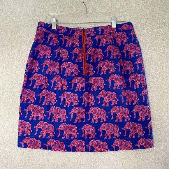 Hatley Womens Knee Skirt Size 6 Cotton Graphic Elephant Print Pink‎ Blue - Picture 2 of 13